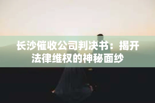 长沙催收公司判决书：揭开法律维权的神秘面纱