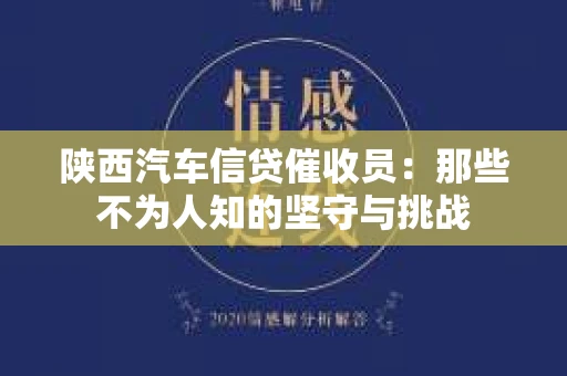 陕西汽车信贷催收员：那些不为人知的坚守与挑战