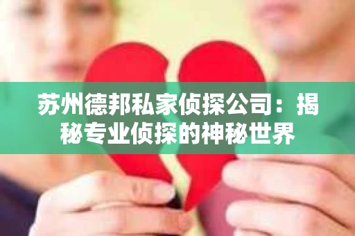 苏州德邦私家侦探公司：揭秘专业侦探的神秘世界